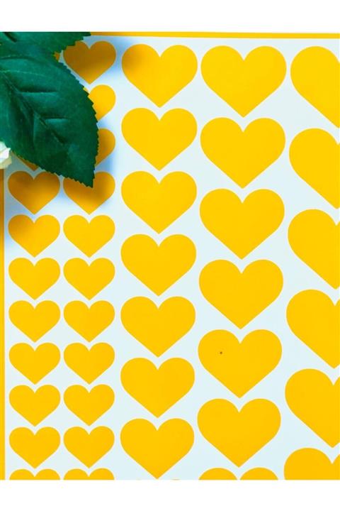 guncelevents Kalp Etiket Dekoratif Sticker Yapışkanlı Folyo - Sarı