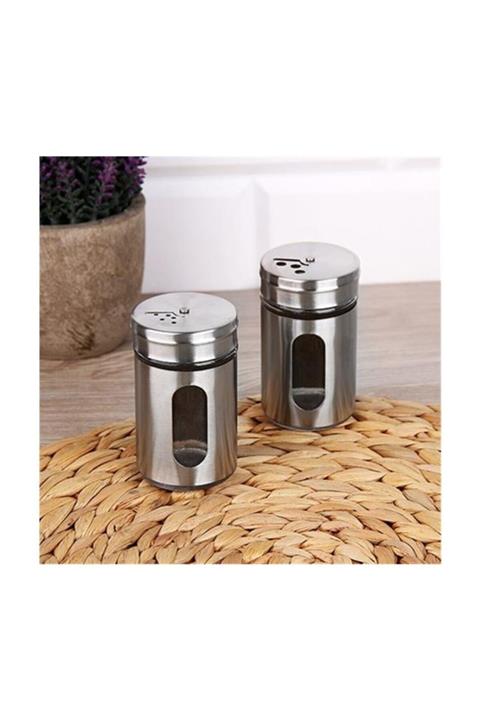 Fame Kıtchen Fame Kitchen Paslanmaz Çelik Kaplama Cam Tuzluk Biberlik Baharatlık 2 Li Set