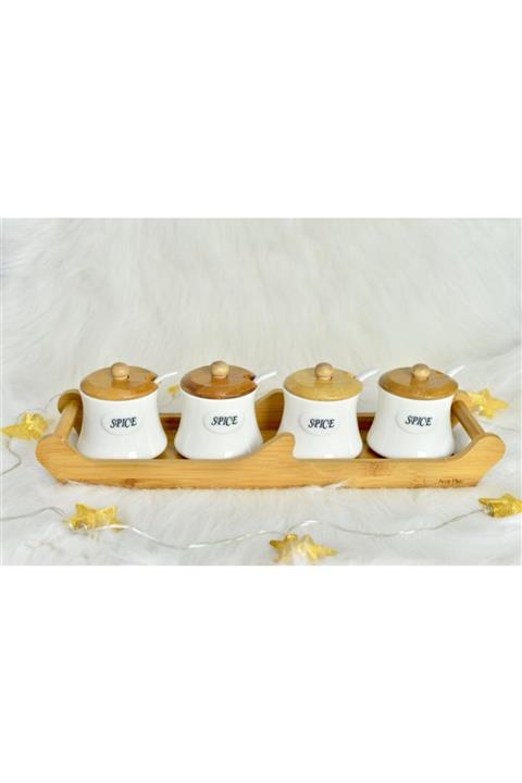 ACAR Bambu Stantlı 4 Lü Baharatlık