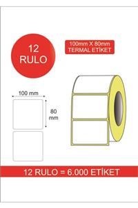 etiket dükkani Eko Termal Barkod Etiketi 80 X 100 ( 12 Rulo ) 500'lük Sarım