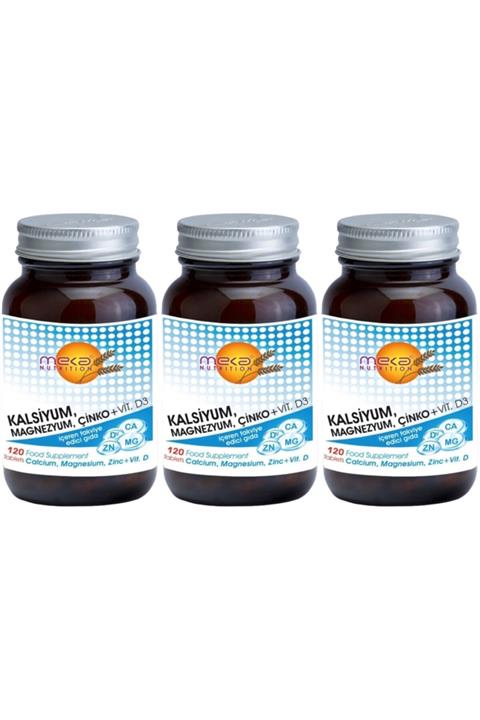 Meka Nutrition Calcium Magnesium Zinc Vitamin D 120 Tablet 3 Kutu 360 Tablet