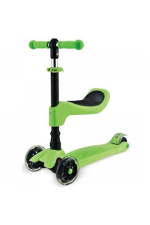 BabyHope Üç Tekerlekli Yükseklik Ayarlı Işıklı Scooter Flt-199 Yeşil