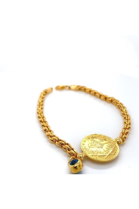 BERK MÜCEVHERAT 14 Ayar Örgü Zincirli Reşat Yarımlı Bileklik