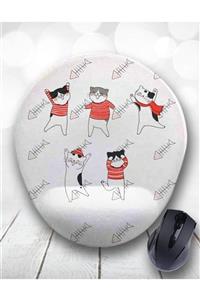 Atölye Çizgi Kedi Temalı Bilek Destekli Mouse Pad