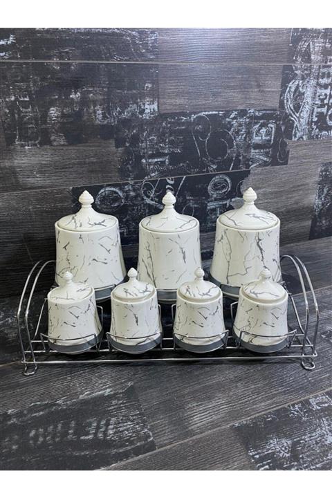 Wonder Cooker Lüx 7' Li Porselen Baharatlık Seti Ckr2653 - Silver