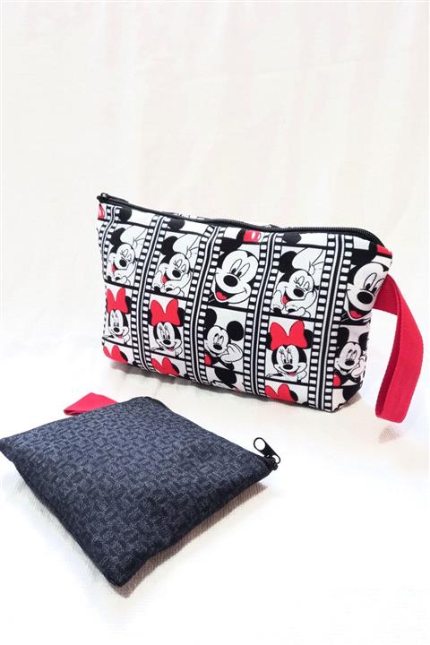 HCG TASARIM Makyaj Çantası 2li Set Dijital Kumaş Mic Bey