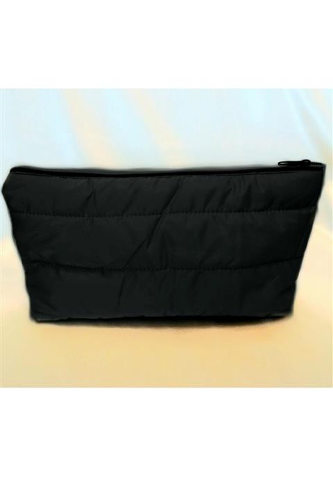 HCG TASARIM Kadın Siyah Anorak Şişme Makyaj Çantası El Çantası