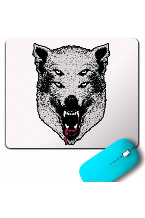 Kendim Seçtim Kurt Kafa Göz Yanılması Wolf Head Mouse Pad