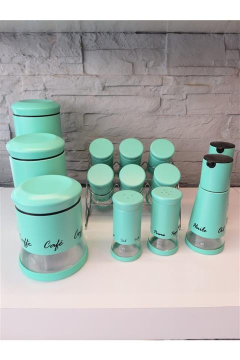 Azra Mutfak Yeşil Baharat Takımı 14 Parça