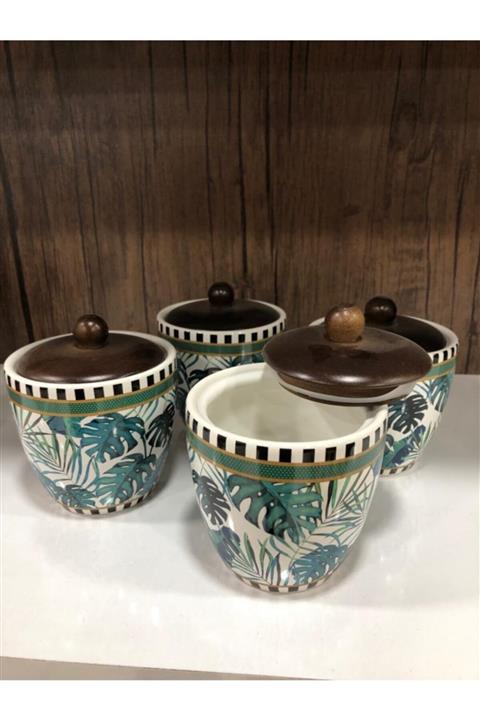 Star Dekor Desenli Porselen Baharatlık 4'lü