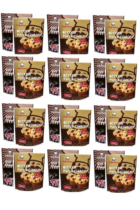 Pakmaya Çift Renkli Damla Çikolata 70 Gr X 12 Adet & Bitter Parça Çikolata 70 Gr X 12 Adet