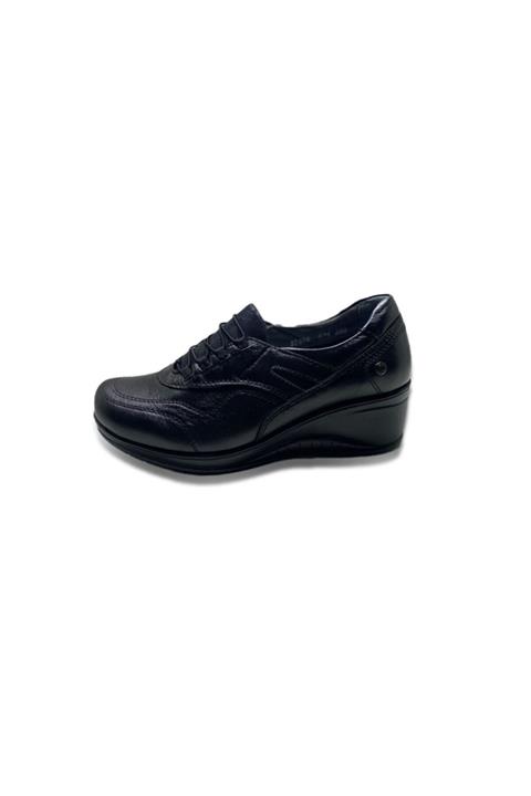 Forelli 57605 Dolgu Topuklu Hakiki Deri Siyah Ayakkabı