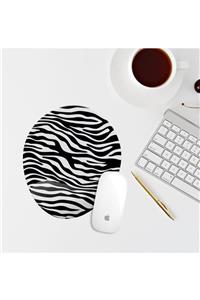 Özer Store Zebra Desenli Siyah Beyaz Bilek Destekli Oval Mouse Pad