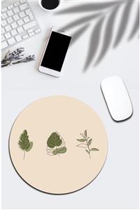 pixolog Yaprak Desenli Yuvarlak Mouse Pad 736