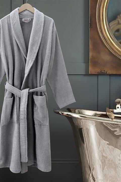 Daylife Unisex Pamuklu Şalyaka Gri Bukle Bornoz