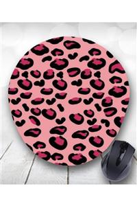 Pekmez Design Pembe Leopar Tasarımlı Bilek Destekli Oval Mouse Pad