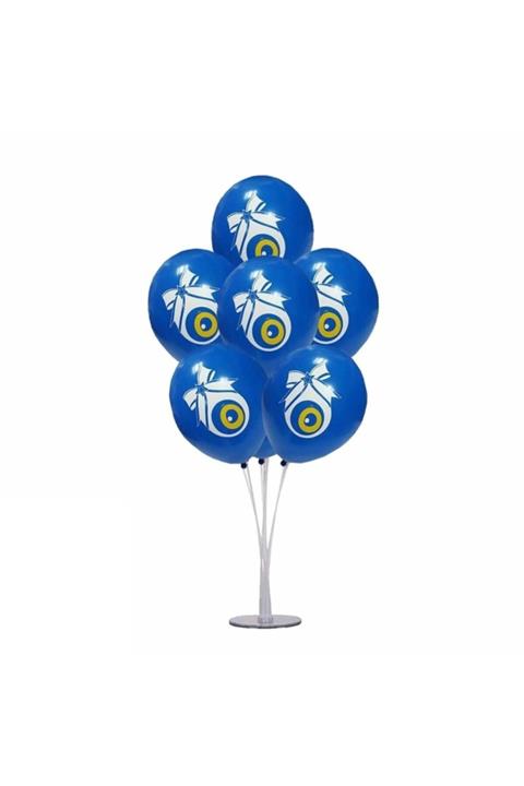 PartiVar 100 Cm Nazar Boncuğu Mavi Balon Standı 7’li - 100 Cm