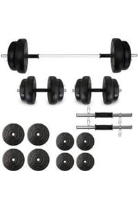 BodyGYM 35 Kg Dambıl Halter Yaylı Düz Bar Set Vidalı Fitness Dumbell Ağırlık Seti Vücut Geliştirme Aleti