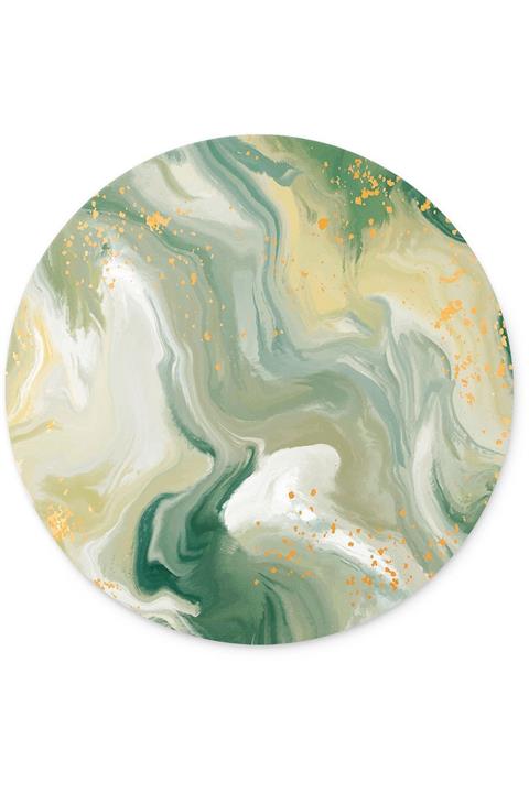 WuW Yeşil Mermer Desenli Yuvarlak Kaymaz Taban Mouse Pad