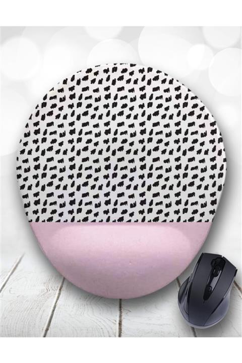 Atölye Çizgi Pembe Puantiye Desen Bilek Destekli Mouse Pad