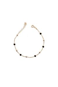 Trend Silver 925 Ayar Gümüş Çocuk Rose Oniks Siyah Mini Taşlı Toplu Halhal 0-12 Yaş