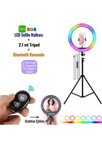 Microcase 33 Cm Youtube Instagram Tiktok Selfie Rgb Led Halka Işık + 2.1 Mt Tripod + Bluetooth Kumanda Al2645