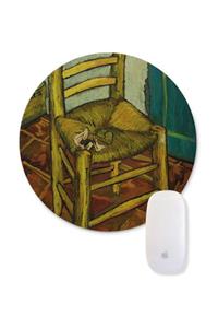 Bi Tıkla Gelsin Van Gogh Chair Baskılı Yuvarlak Mouse Pad - Unl014y