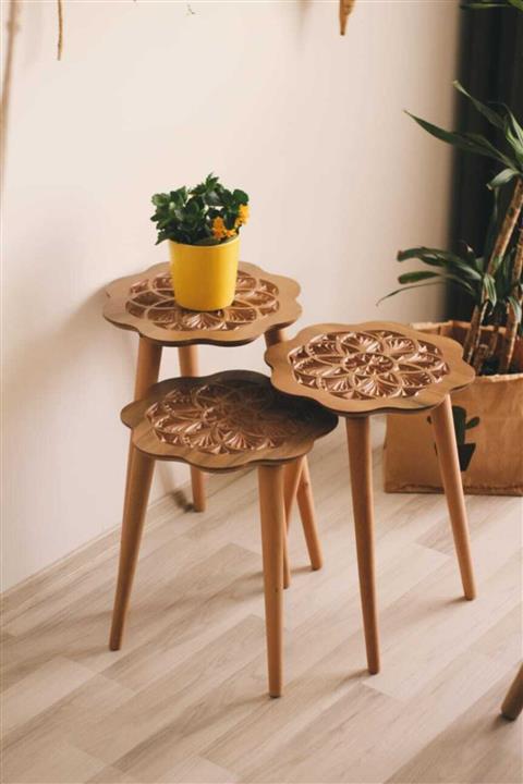 Baysal Ahşap Özel Işlemeli Zigon Sehpa