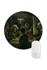 Bi Tıkla Gelsin Van Gogh The Potato Eaters Baskılı Yuvarlak Mouse Pad - Unl038y