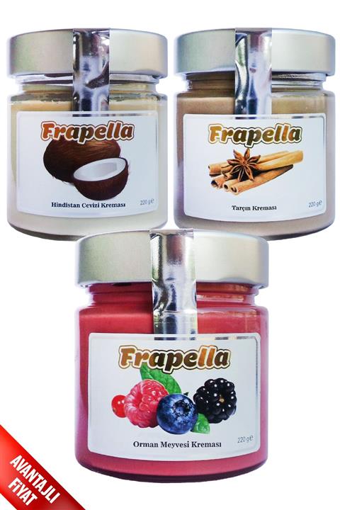 Frapella Tarçın Kreması, Orman Meyveli Kreması, Hindistan Cevizi Kreması 3 Adet X 220 Gr.