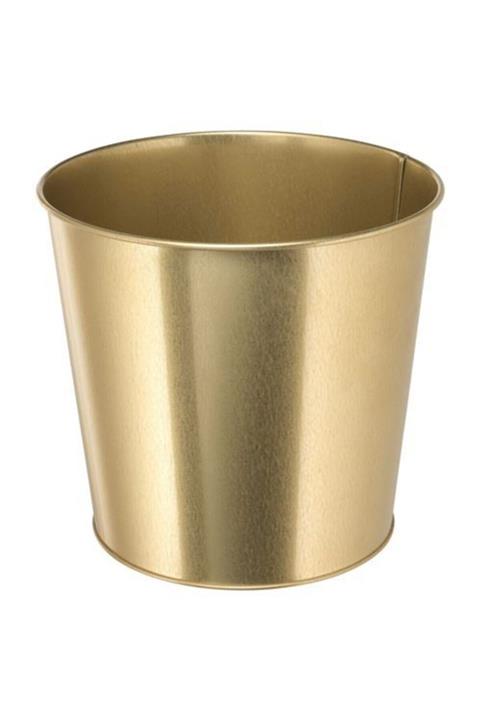 IKEA Çiçek Bitki Saksısı Gold Renk 19cm Meridyendukkan Galvanizli Çelik Saksı