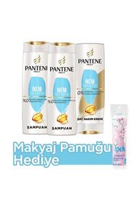 Pantene Nem Terapisi Şampuan 400 ml X 2 Saç Bakım Kremi 360 ml Makyaj Pamuğu