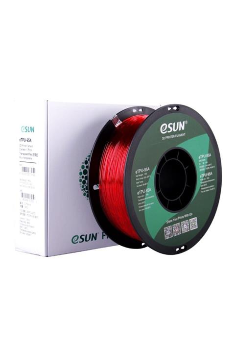 eSun Tpu-95a-flexible Filament 1kg 1.75mm Transparan Kırmızı