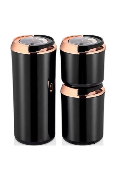 VİP AHMET 3 Lü Silindir Siyah Gold Rose Saklama Kabı
