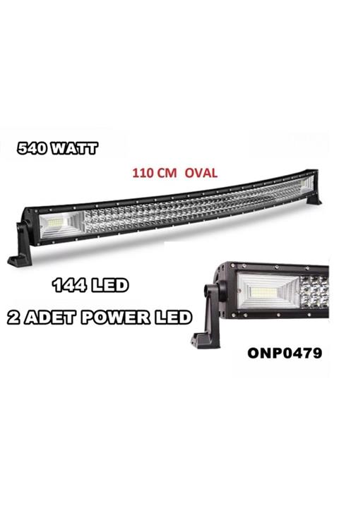 Point Off Road Led Bar 144 Adet Beyaz Led - 2 Adet Beyaz Power Led Oval Kavisli 3 Sıra 110 Cm 540w