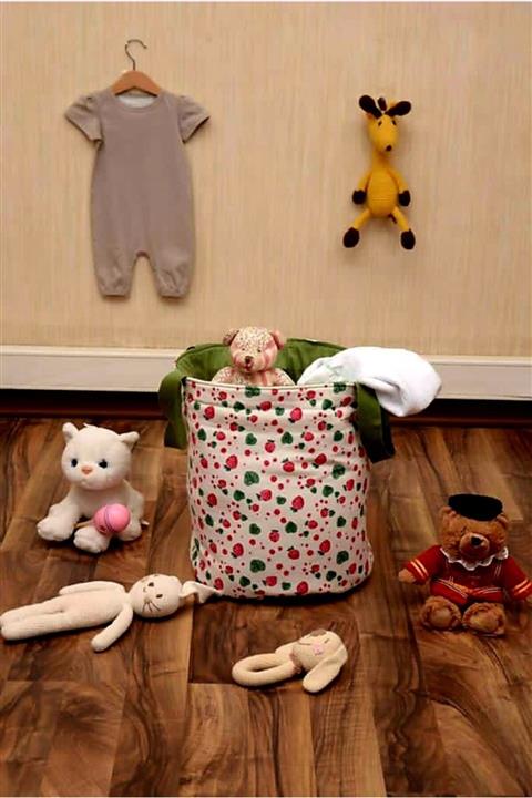 ROLLING SANDY KIDS Çilek Desenli Oyuncak Ve Çamaşır Sepeti