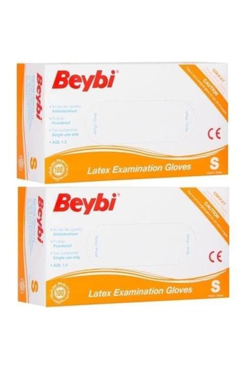 Beybi Muayene Eldiven Small Pudralı Lateks 100lü Paket 2 Paket