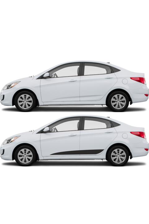 KDMAKSESUAR Hyundaı Accent Blue Yan Çizgi Folyosu Parlak Siyah