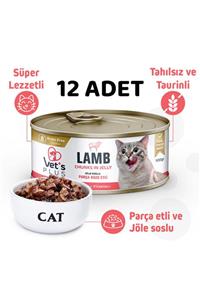 Vet's Plus Jöle Soslu Parça Kuzu Etli Tahılsız Kedi Konservesi 100gr - 12 Adet