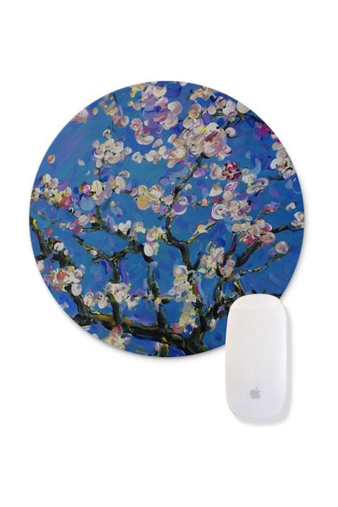 Bi Tıkla Gelsin Van Gogh Blossoming Almond Tree Baskılı Yuvarlak Mouse Pad - Unl028y