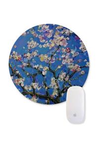 Bi Tıkla Gelsin Van Gogh Blossoming Almond Tree Baskılı Yuvarlak Mouse Pad - Unl028y