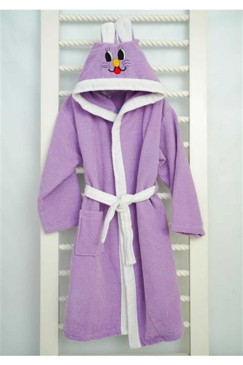 MNSTEKSTİL Unisex Cocuk Kapsonlu Kadıfe Bornoz