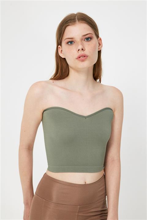 TRENDYOLMİLLA Haki Kalp Yaka Dikişsiz Spor Spor Sütyeni TWOSS21SS0068