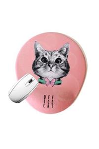 Officeküp Bilek Destekli Mouse Pad Pembe Meraklı Kedi