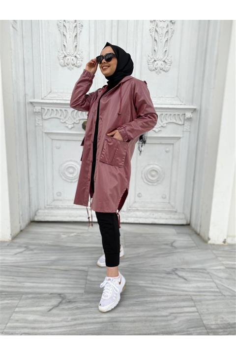 KULE GİYİM Deri Görünümlü Yağmurlul