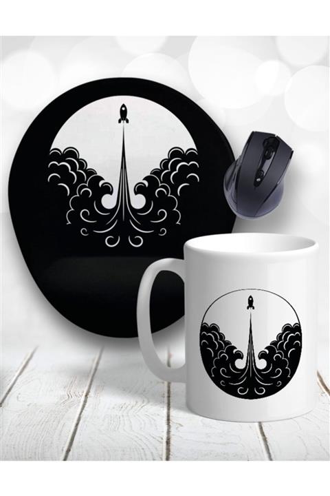 Atölye Çizgi Take Off Bilek Destekli Mouse Pad Ve Kupa Bardak