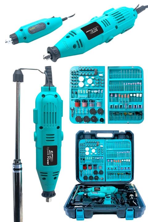 Spech Power Amerikan 400 Watt 352 Parça 60.000 Rpm 6 Kademe Devir Ayarlı Hobi Gravür Seti Mini Taşlama Makinesi