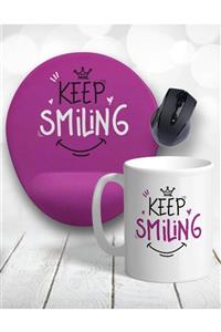 Atölye Çizgi Keep Smiling Gülümse Bilek Destekli Mouse Pad Ve Kupa Bardak