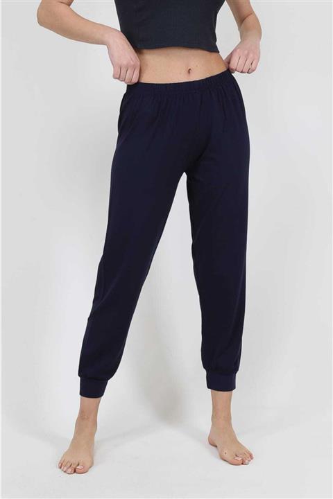 MAYSSTORE Lacivert Viscon Manşetli Pijama Altı