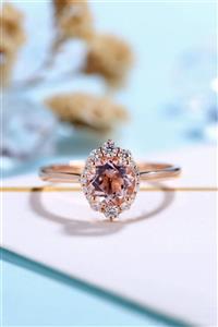 My Diamond Morganit Ve Pırlantalı Modern Tasarım Yüzük 14k Rose Altın